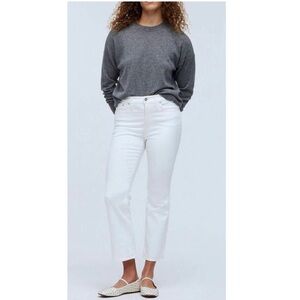 Madewell Mid-Rise Kick Out Crop Jeans in Pure White Style NI961 Size 25